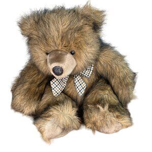 Vintage Chrisha Playful Plush Teddy Bear With Bow Tie Stuffed Animal